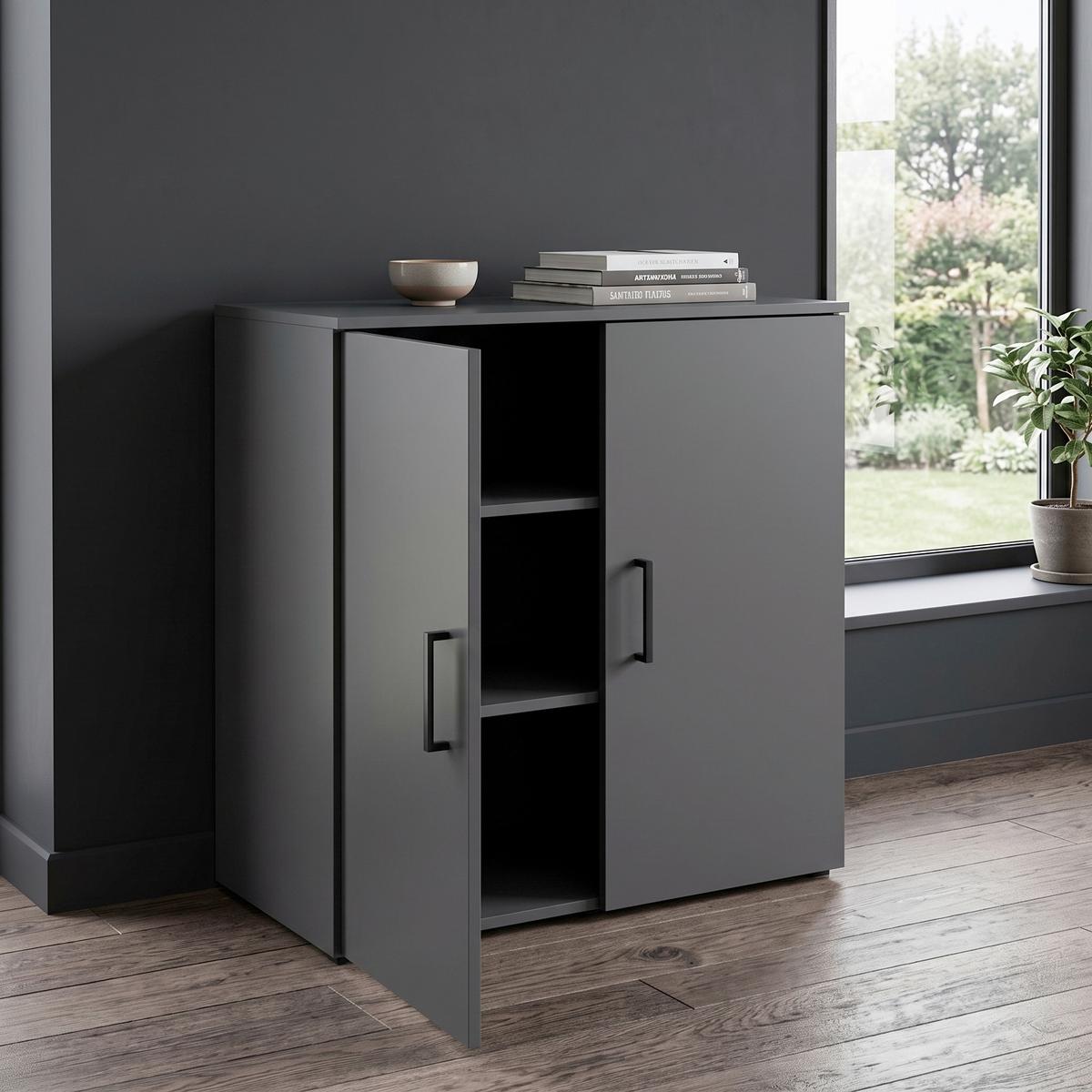 Komoda Multi - boje grafita/antracit, Moderno, drvni materijal/plastika (80/83/40cm) - Modern Living