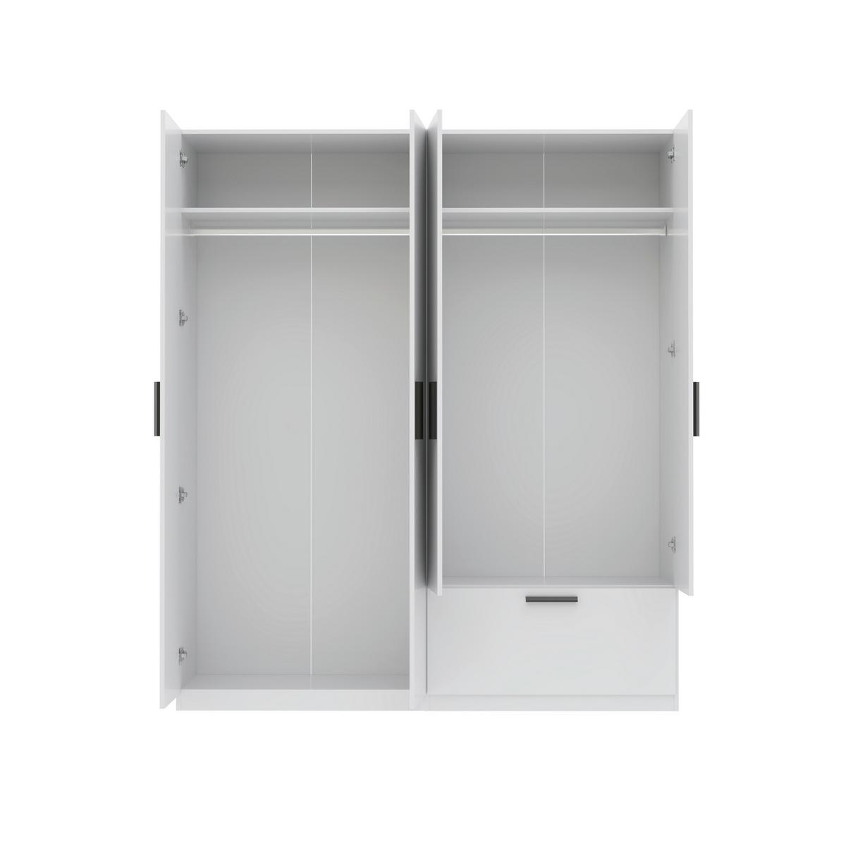 Omara S Klasičnimi Vrati Milos 4t1s2s - črna/bela, Moderno, umetna masa/steklo (180/210/54cm) - Mömax