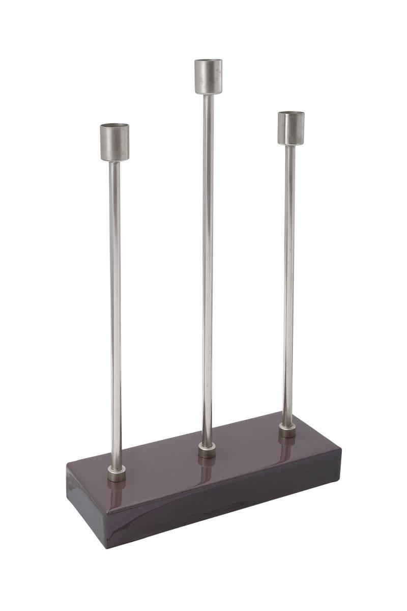 KERZENSTÄNDER KERZENHALTER ART DECO 325 - Lila/Silberfarben, Trend, Metall (26/39,5/9cm) - Kayoom