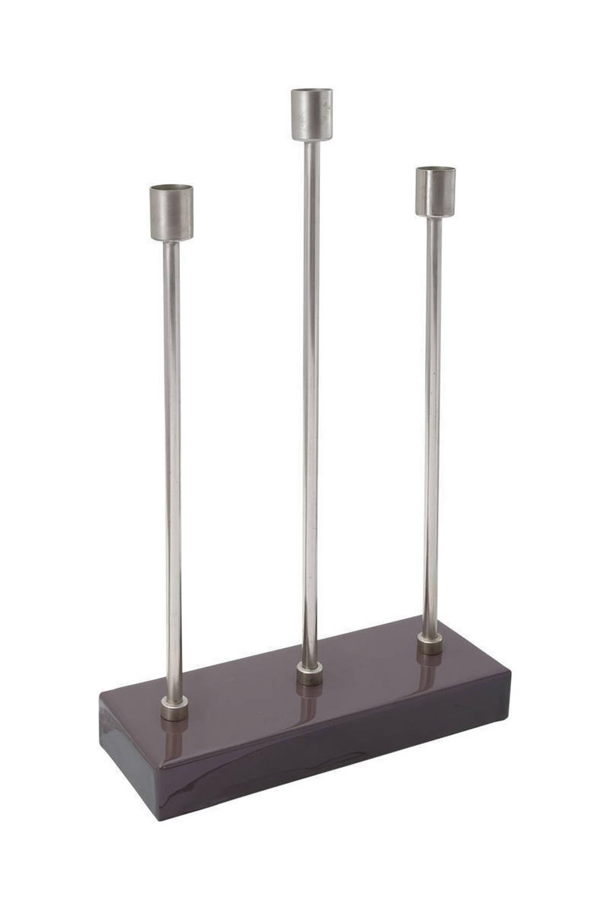 KERZENSTÄNDER KERZENHALTER ART DECO 325 - Lila/Silberfarben, Trend, Metall (26/39,5/9cm) - Kayoom