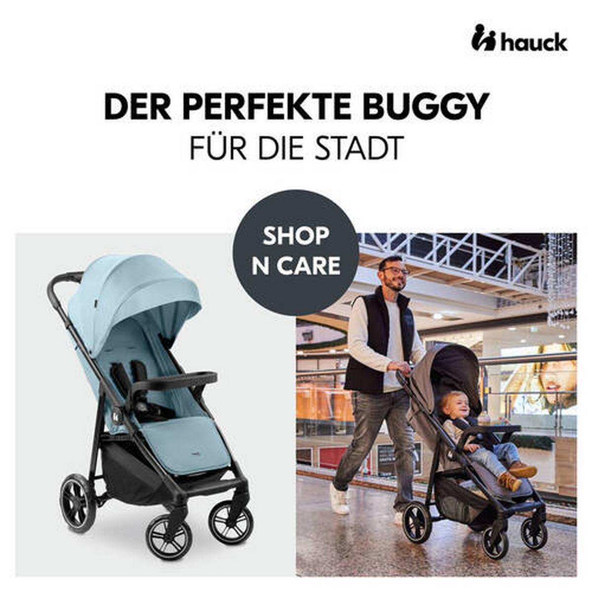 WÓZEK SPACEROWY SHOP N CARE - czarny/pastelowy błękit, Basics, tworzywo sztuczne/metal (40.5/104/51.5cm) - Hauck