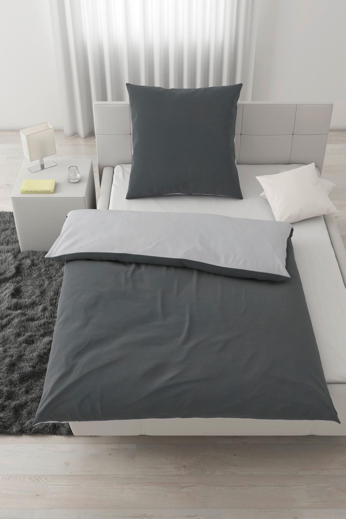 Bettwäsche Annika ca. 135x200cm - Anthrazit/Silberfarben, Textil (135/200cm) - Modern Living