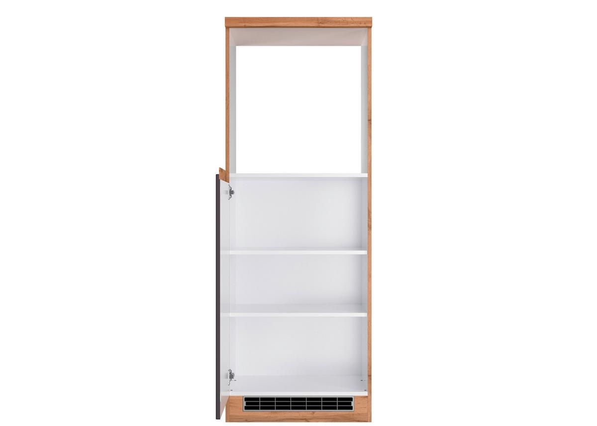 Herdumbauschrank Turin ca. 60x166 cm Grau/Eiche - Eiche Wotan/Grau, Design, Holzwerkstoff (60/166/60cm) - Held