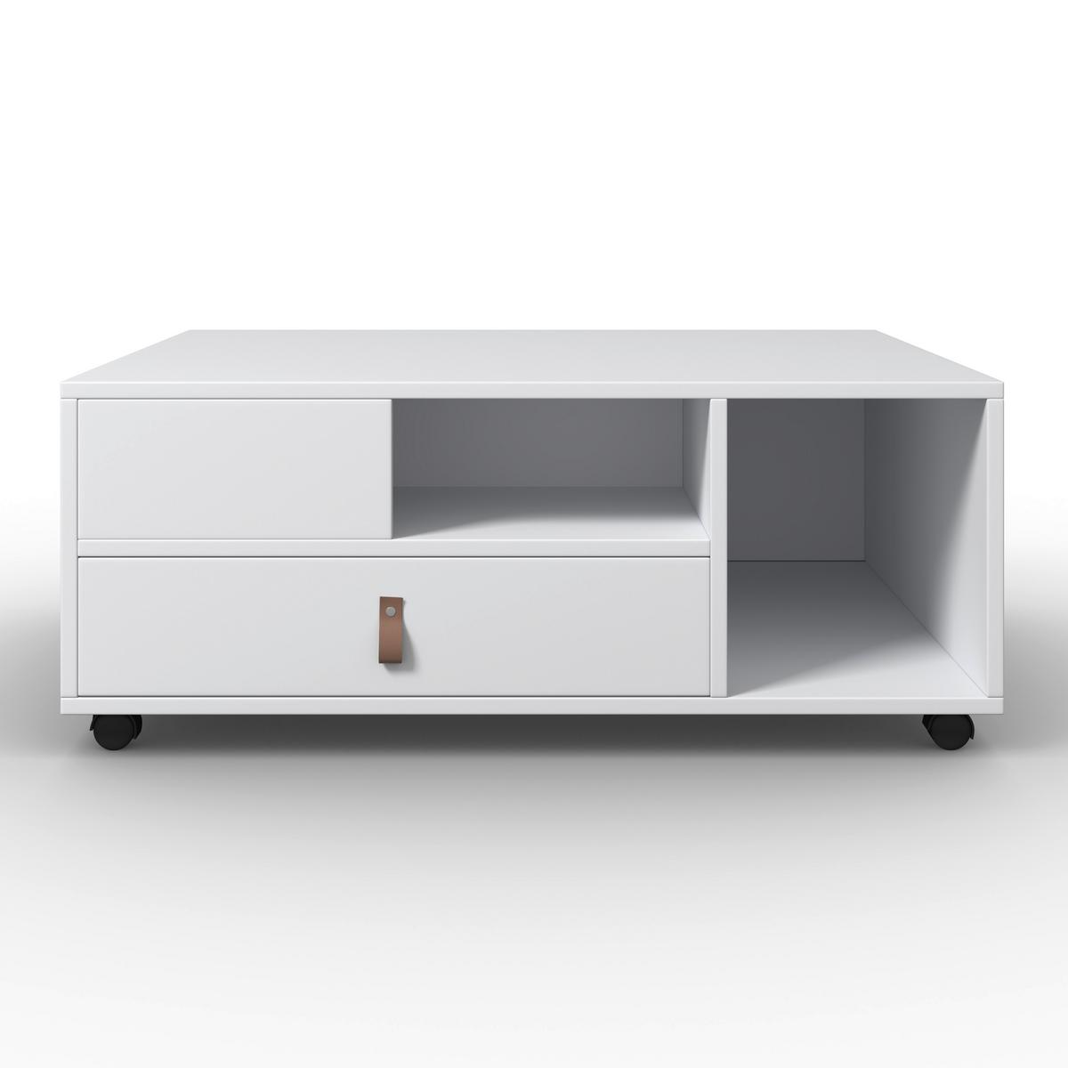 Couchtisch Mick Weiß MDF - Braun/Weiß, MODERN, Holzwerkstoff/Kunststoff (74/88/35cm) - Bessagi Home
