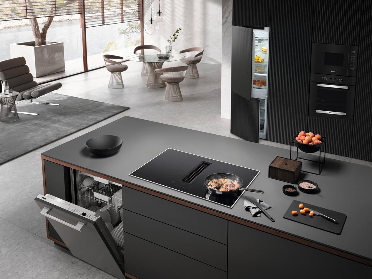 Kochfeld-Dunstabzug-Kombi KMDA7272-1FL Schwarz - Schwarz, LIFESTYLE, Metall (80/20/52cm) - Miele