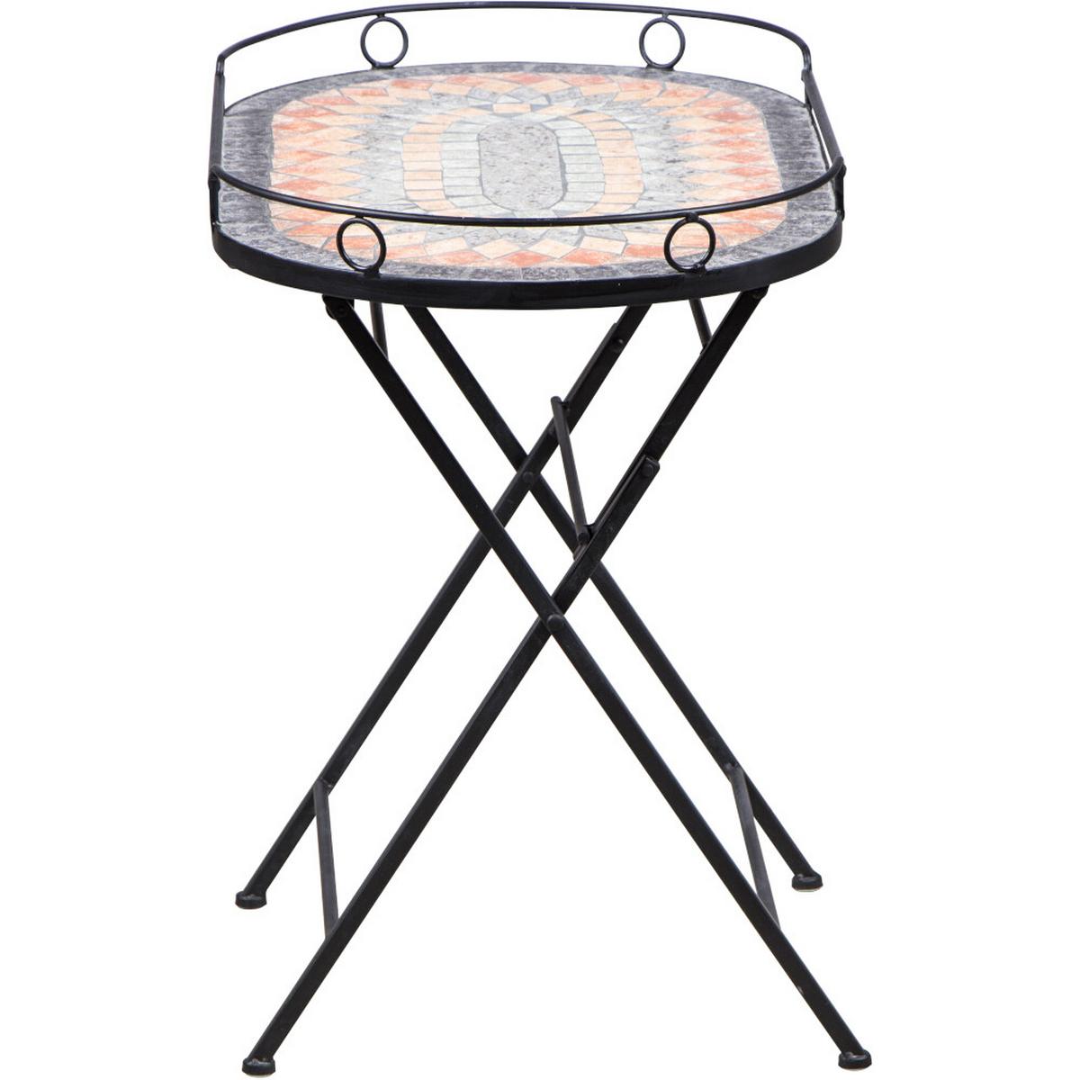 GARTENBEISTELLTISCH 380831 - Multicolor/Schwarz, MODERN, Keramik/Metall (68/41/60cm) - Siena Garden