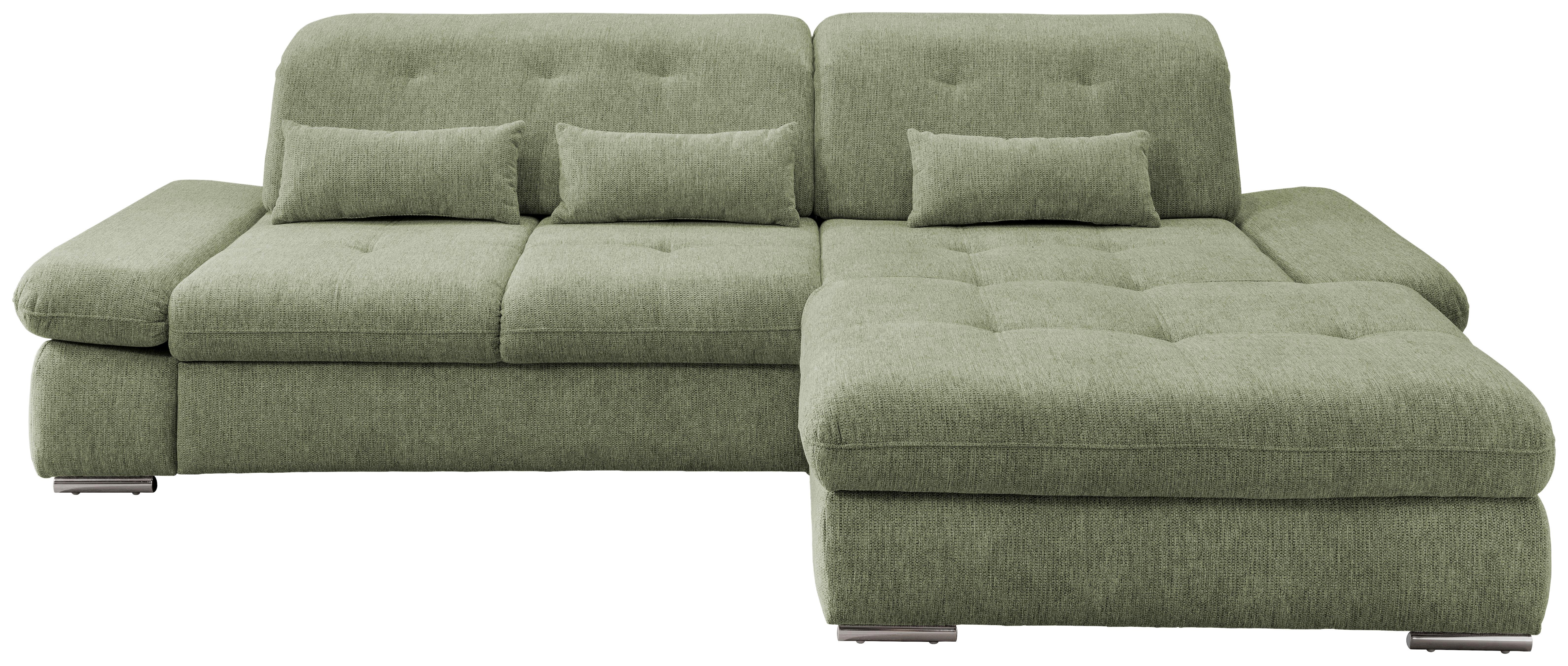 Wohnlandschaft Dalida Grün Chenille - Chromfarben/Grün, Design, Textil/Metall (300/196cm) - Livetastic