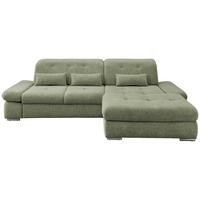Wohnlandschaft Dalida Grün Chenille - Chromfarben/Grün, Design, Textil/Metall (300/196cm) - Livetastic