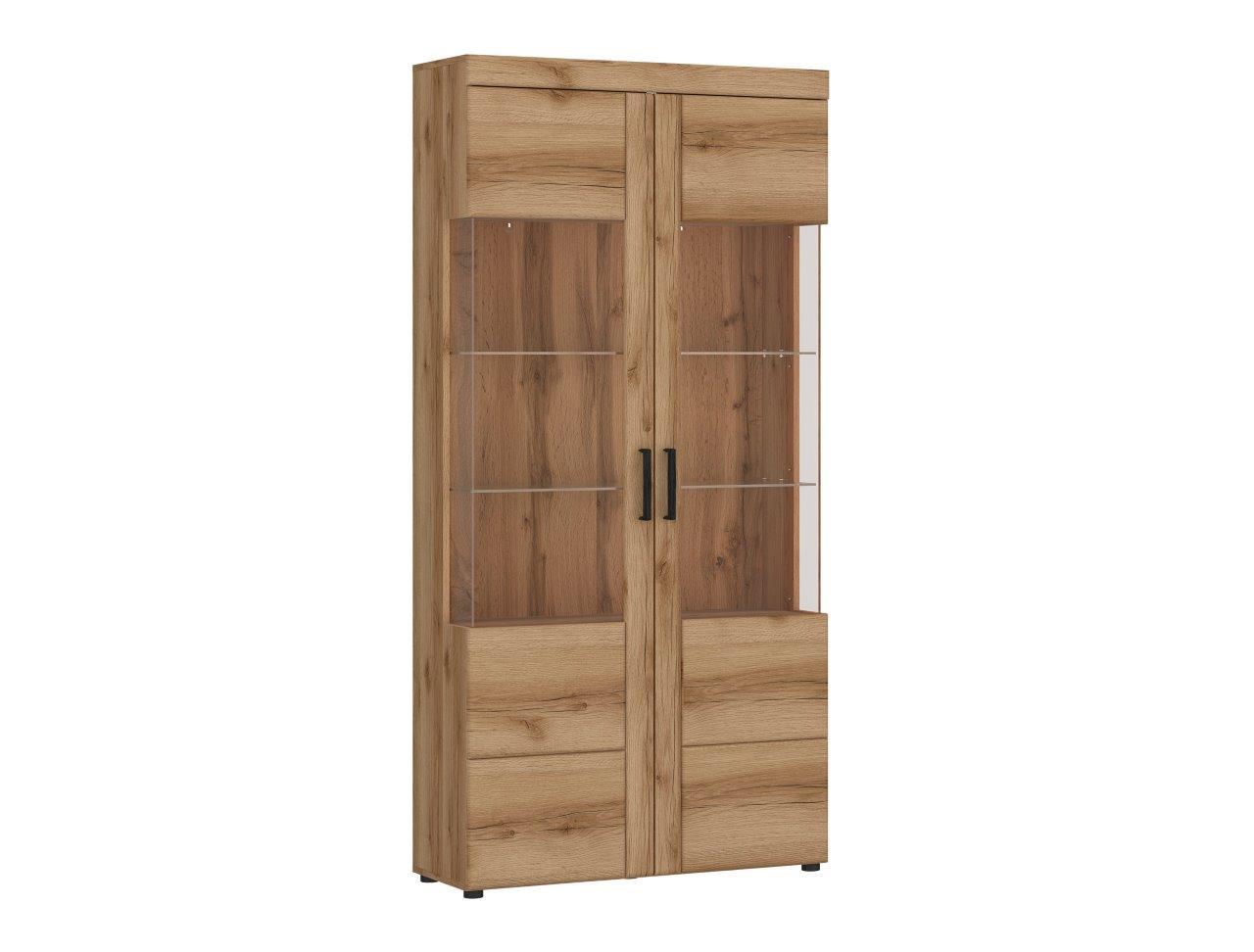 Vitrina Cortina - boje hrasta/crna, Moderno, staklo/drvni materijal (92,8/195/37,4cm) - Modern Living