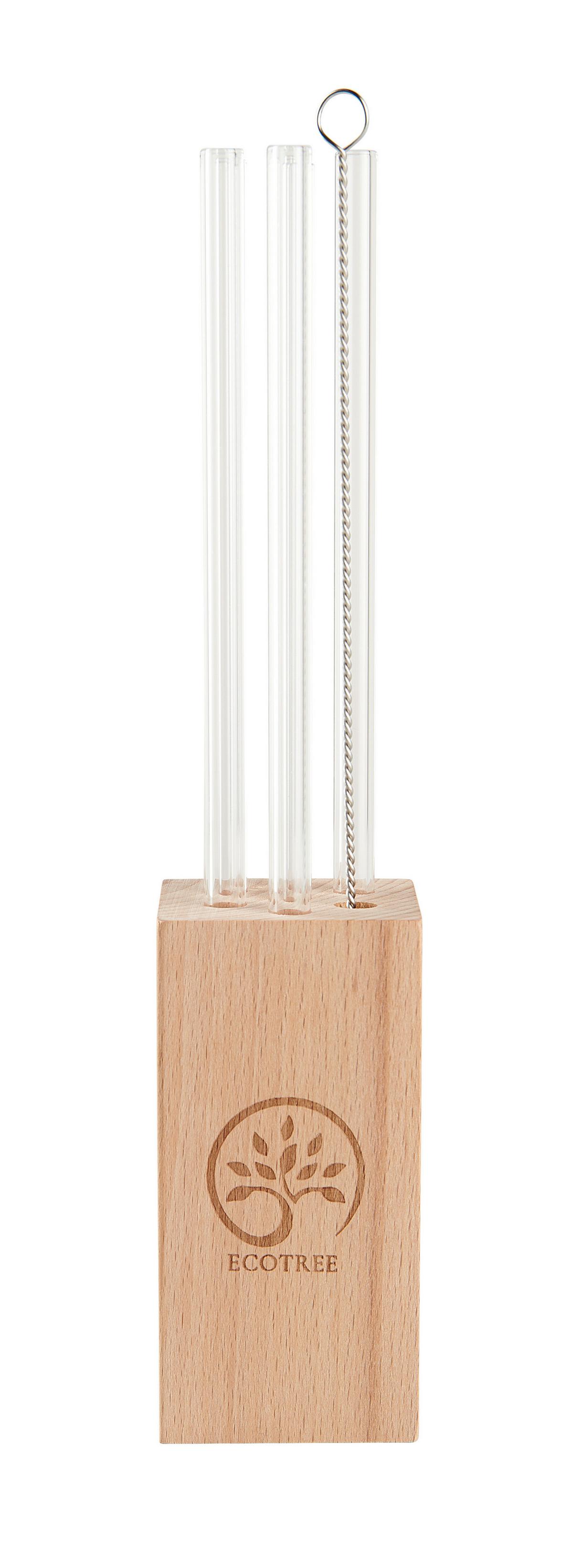 Szívószálszett Nora - bükk, Modern, Üveg/fa (5/22cm) - ecoTree