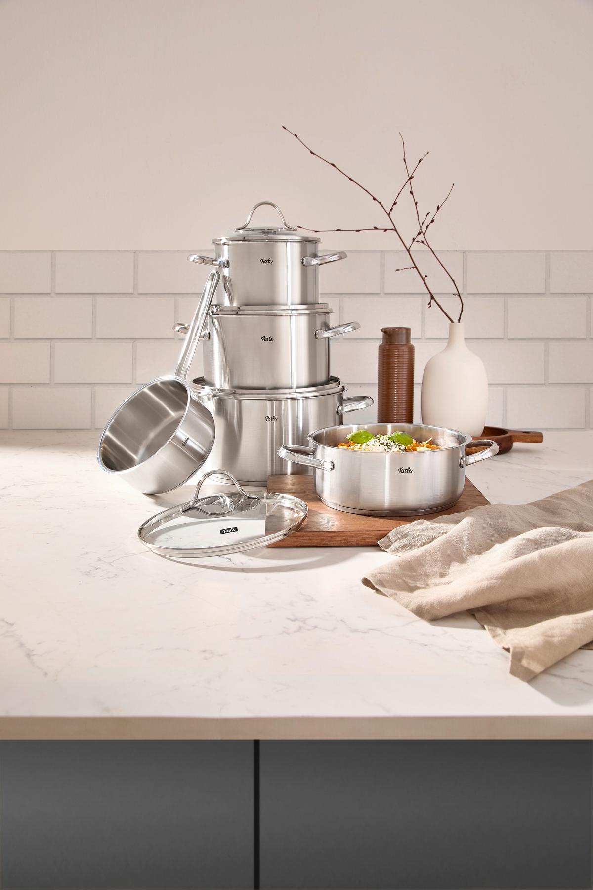 ZESTAW GARNKÓW 00211405000 FISSLER - kolor srebrny/przejrzysty, Basics, metal/szkło - Fissler
