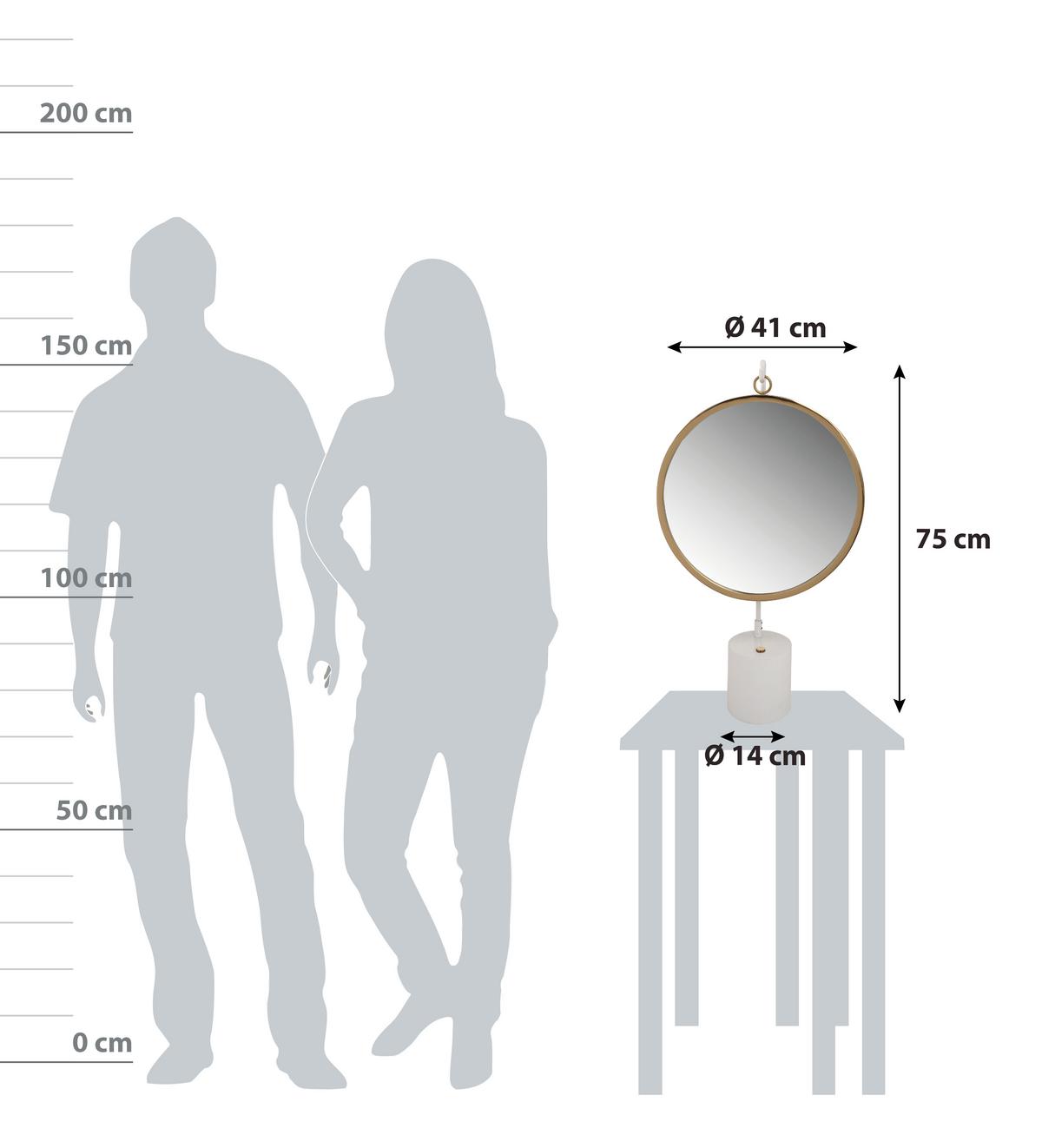 SCHMINKSPIEGEL EVFKD-WHT-GLD - Weiss/Goldfarben, Lifestyle, Glas/Metall (41/75/14cm) - Kayoom