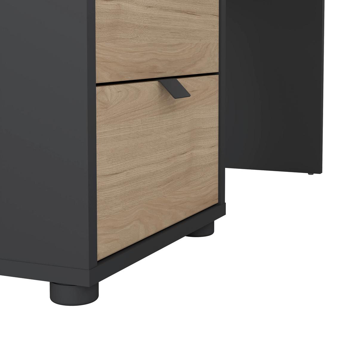 Kotna Pisalna Miza Sign, Siva, Barva Hrasta - siva/barve hrasta, Moderno, kovina/leseni material (150/99,6/75,6cm) - MID.YOU