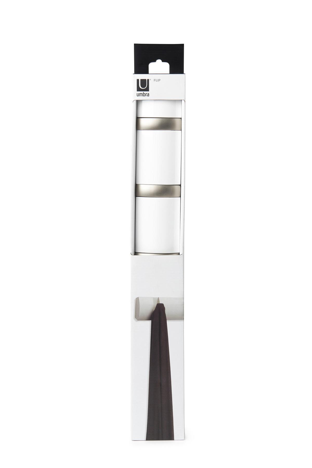 WIESZAK ŚCIENNY 318850-660 - biały/kolor niklowy, Basics, metal/drewno (51/6/3cm) - Umbra