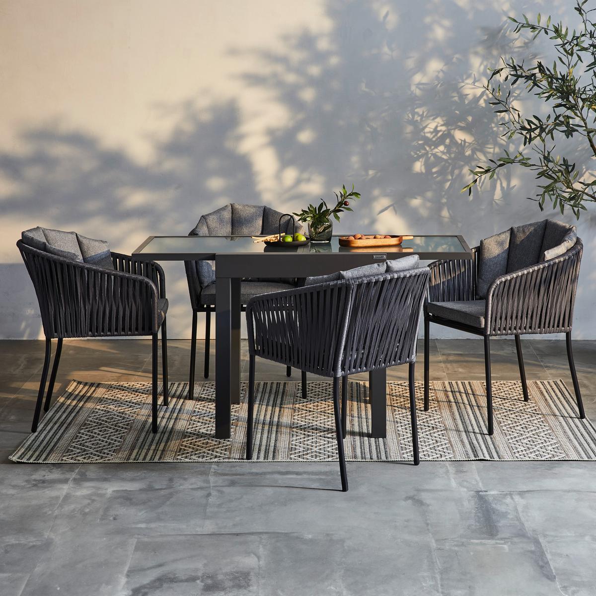 FOTEL OGRODOWY ZOE - czarny/szary, Modern, tworzywo sztuczne/metal (59/77,5/61cm) - Ambia Garden
