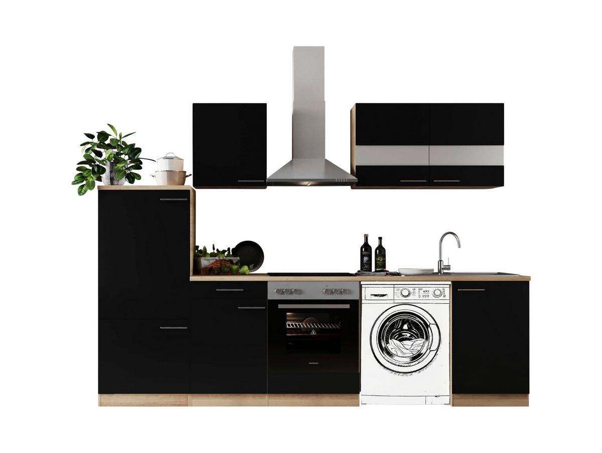 Kuhinjski Blok Z Aparati Merle, 280cm - barve nerjavečega jekla/črna, Basics, kovina/steklo (280cm) - Respekta