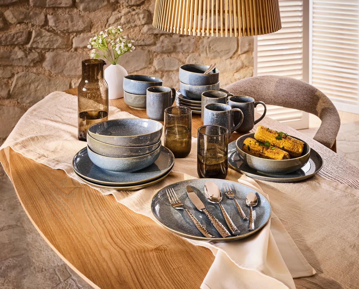 SERWIS OBIADOWO-ŚNIADANIOWY MARBELLA - niebieski, Trend, ceramika - Novel