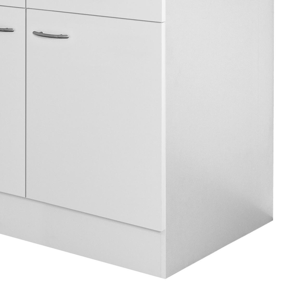 Küchenunterschrank in Weiss 'Wito' - Edelstahlfarben/Hellgrau, Holzwerkstoff/Kunststoff (100/85/60cm) - FlexWell