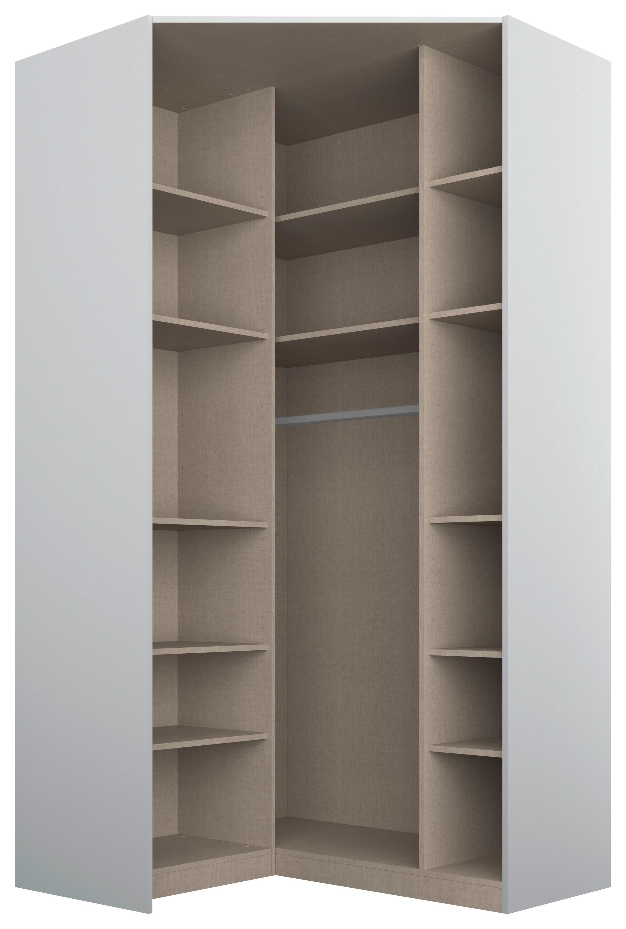 DULAP PE COLT ALABAMA - argintiu/transparent, Modern, material pe bază de lemn (117/229/117cm) - Modern Living