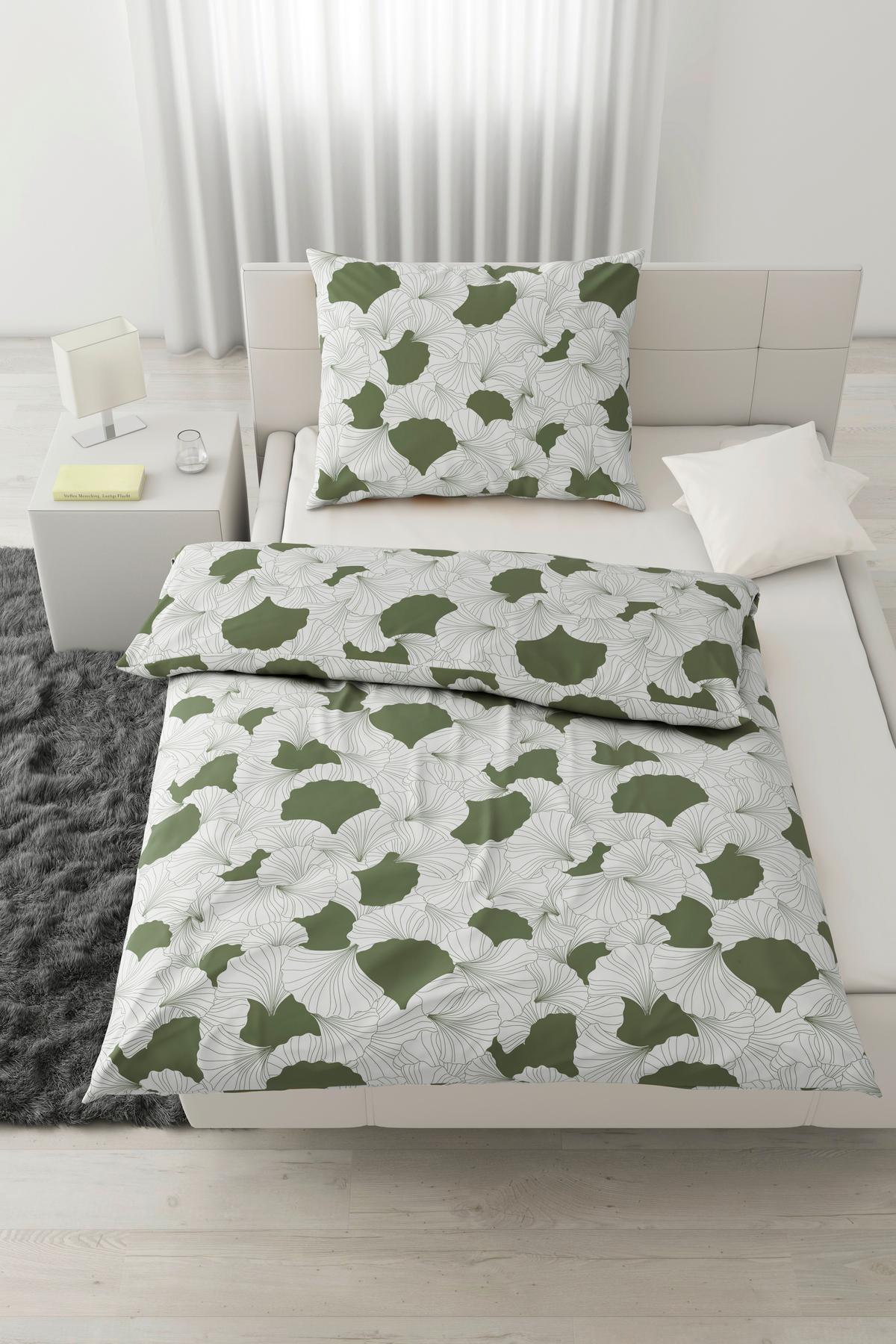 BETTWÄSCHESET GINGKO - Olivgrün, Modern, Textil (160/210cm) - Modern Living