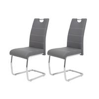 Schwingstuhl-Set Flora 2er-Set ca. 43x98 cm Lederlook Grau - Chromfarben/Weiß, MODERN, Textil/Metall (43/98/59cm) - MID.YOU