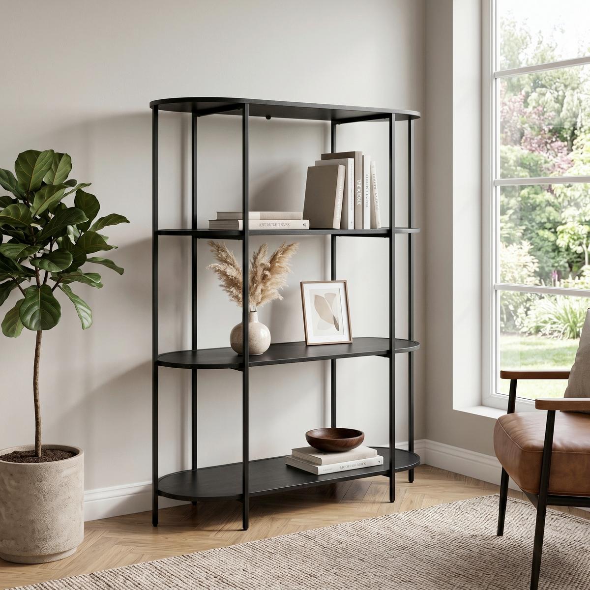 Regal Vita Schwarz - Schwarz, Design, Holzwerkstoff/Metall (85/111/36cm) - MID.YOU