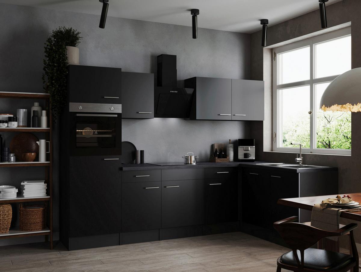 Kotna Kuhinja Z Aparati Oliver, 280x172cm - srebrne barve/črna, Design, kovina/leseni material (280/172cm) - Respekta