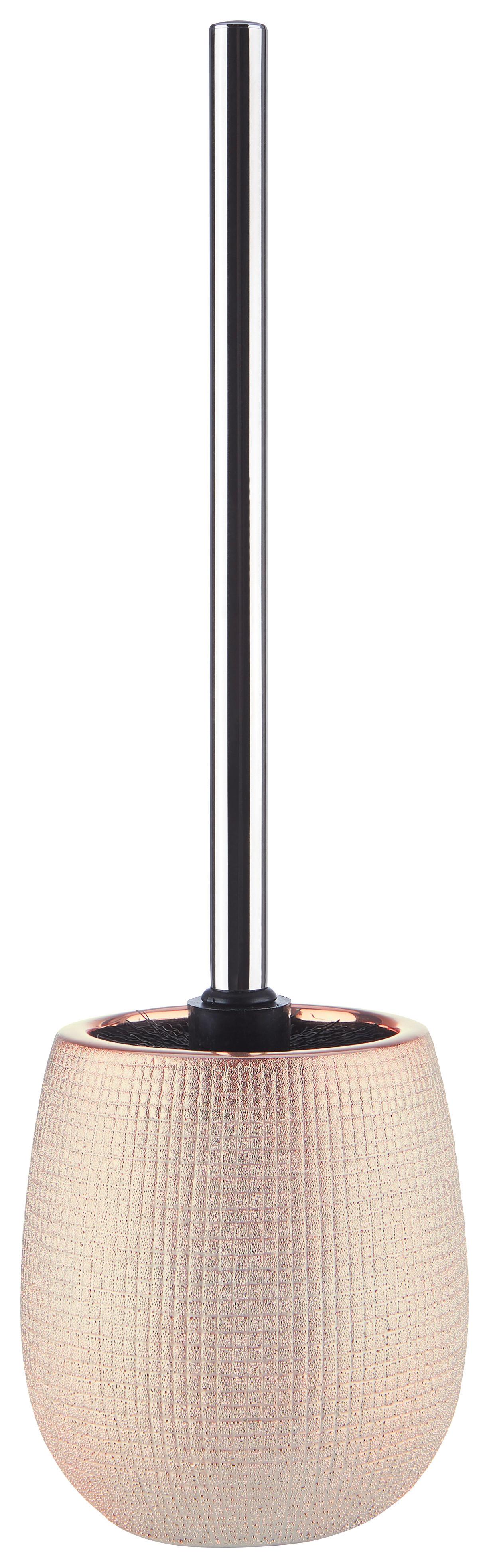 WC-Bürstengarnitur Pam in Rosegold aus Naturstein - Roségold/Silberfarben, MODERN, Kunststoff/Stein (11,5/11,5/39,5cm)