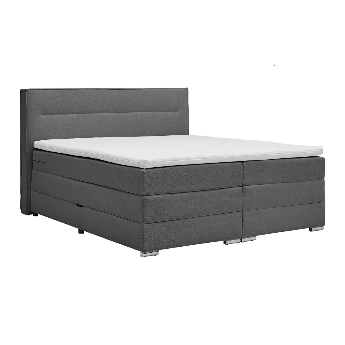 Boxspringbett Papilon Anthrazit ca. 180x200cm - Anthrazit/Zinkfarben, KONVENTIONELL, Holz/Holzwerkstoff (180/200cm) - Premium Living