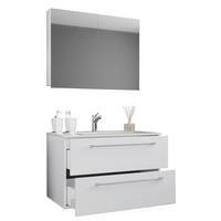 Kopalnica Badinos, Bela - bela/barve aluminija, Moderno, kovina/leseni material (80cm) - MID.YOU