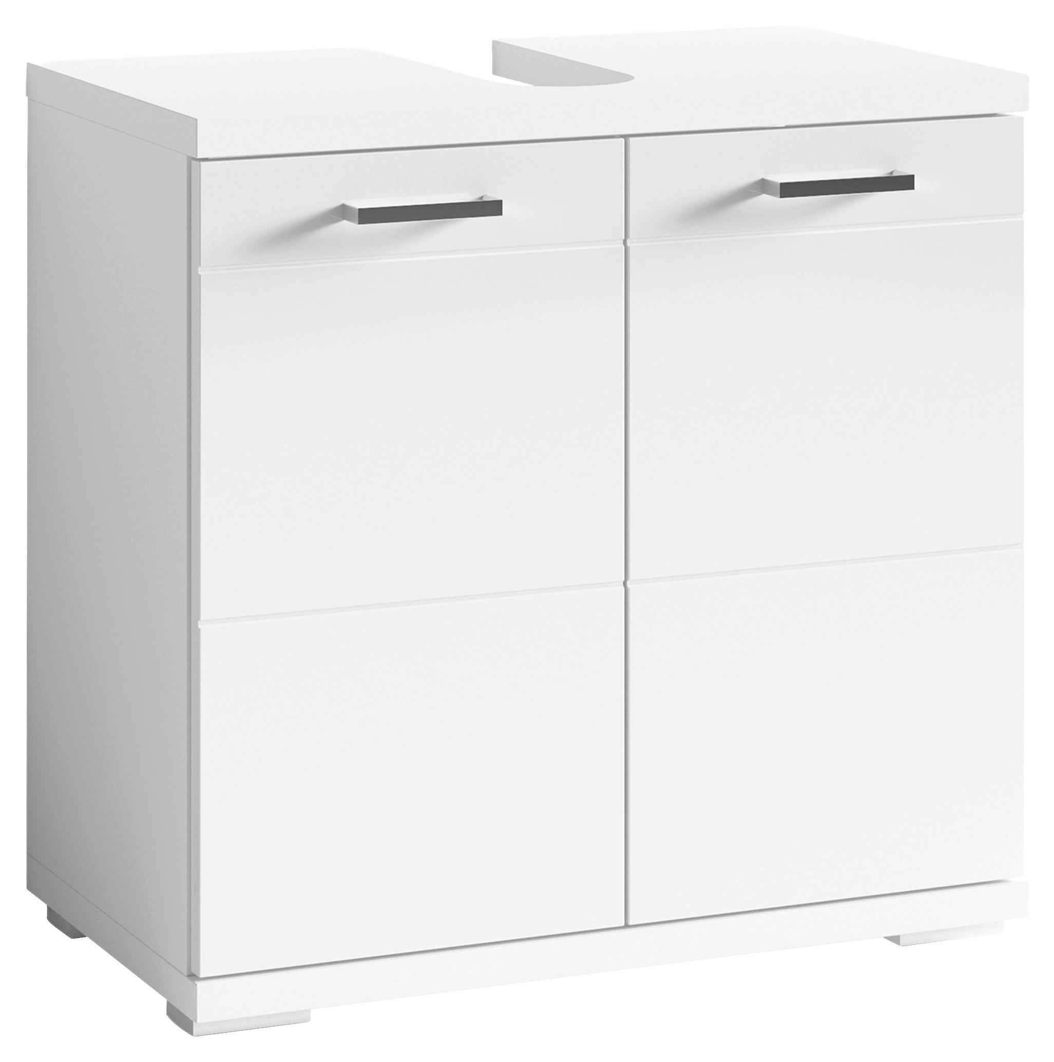 Waschbeckenunterschrank Nebraska B: 60 cm Weiß - Chromfarben/Weiß Hochglanz, MODERN, Holzwerkstoff/Kunststoff (60/59/31,5cm) - MID.YOU