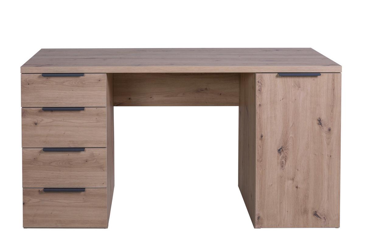 Schreibtisch in Eiche Artisan - Anthrazit/Eiche Artisan, Modern, Holzwerkstoff/Metall (146/74/60cm) - Mömax