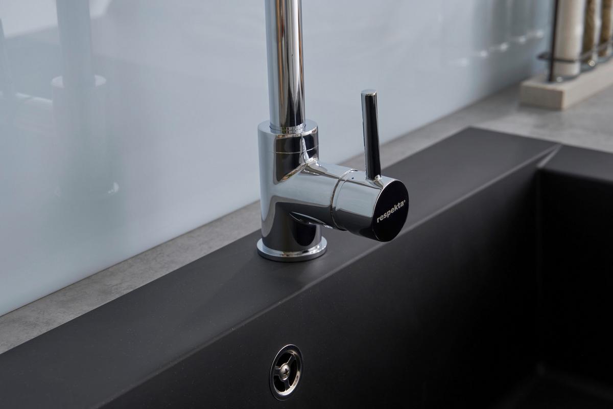 Einbauspüle Ohio ca. 66x21x50 cm Schwarz - Schwarz, Trend, Glas/Kunststoff (66/21/50cm) - Respekta