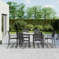 Gartentischgruppe Split Anthrazit, 7-teilig - Anthrazit, Basics, Glas/Textil (152/74/90cm) - Mömax