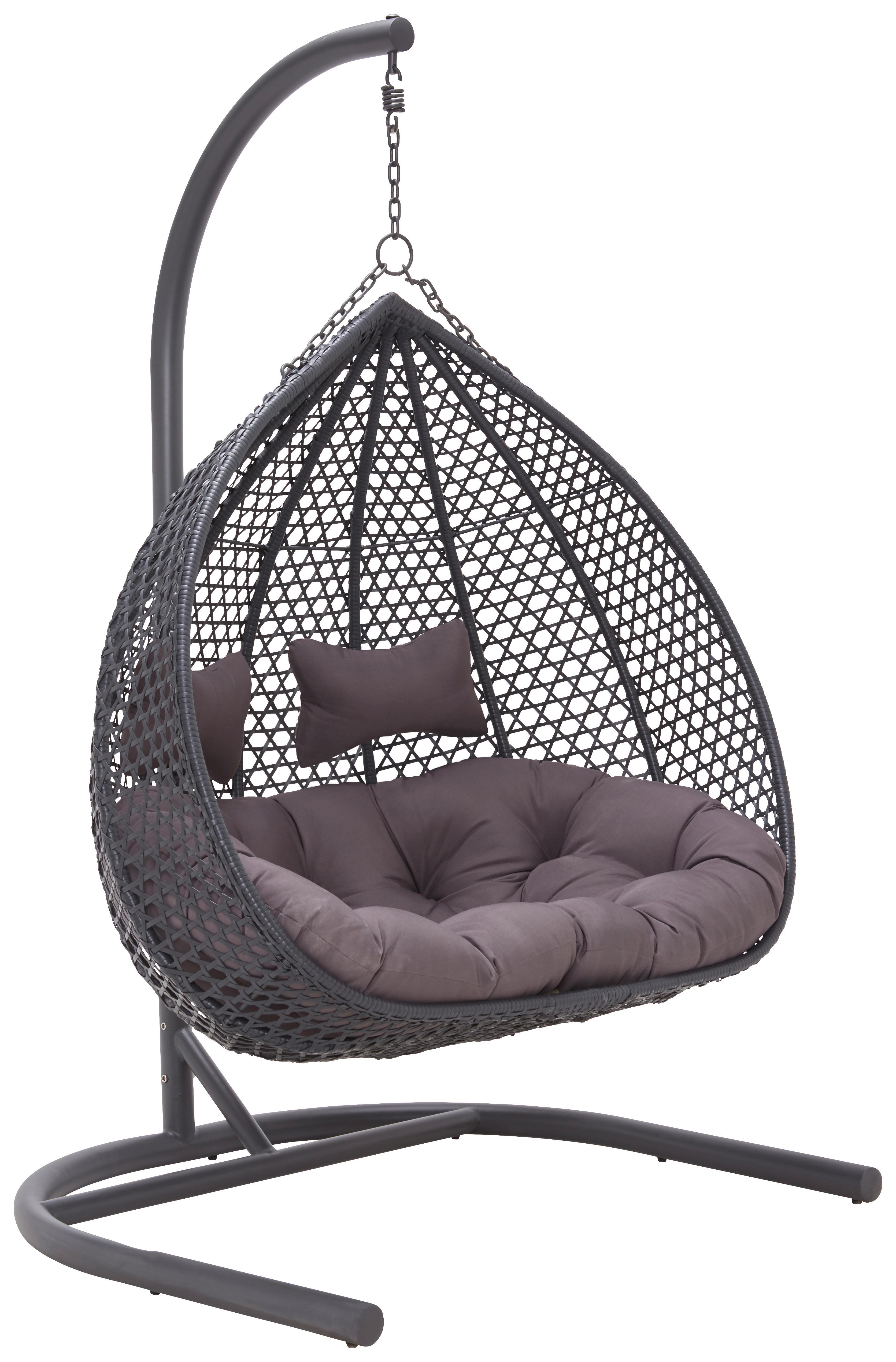 Függőfotel Bari - sötétszürke/szürke, Modern, műanyag/textil (130/201/116cm) - Bessagi Garden