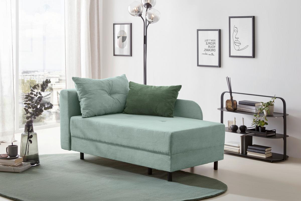 Liege Nova Salbeigrün - Salbeigrün/Schwarz, MODERN, Holz/Textil (85/62/145cm) - Mömax