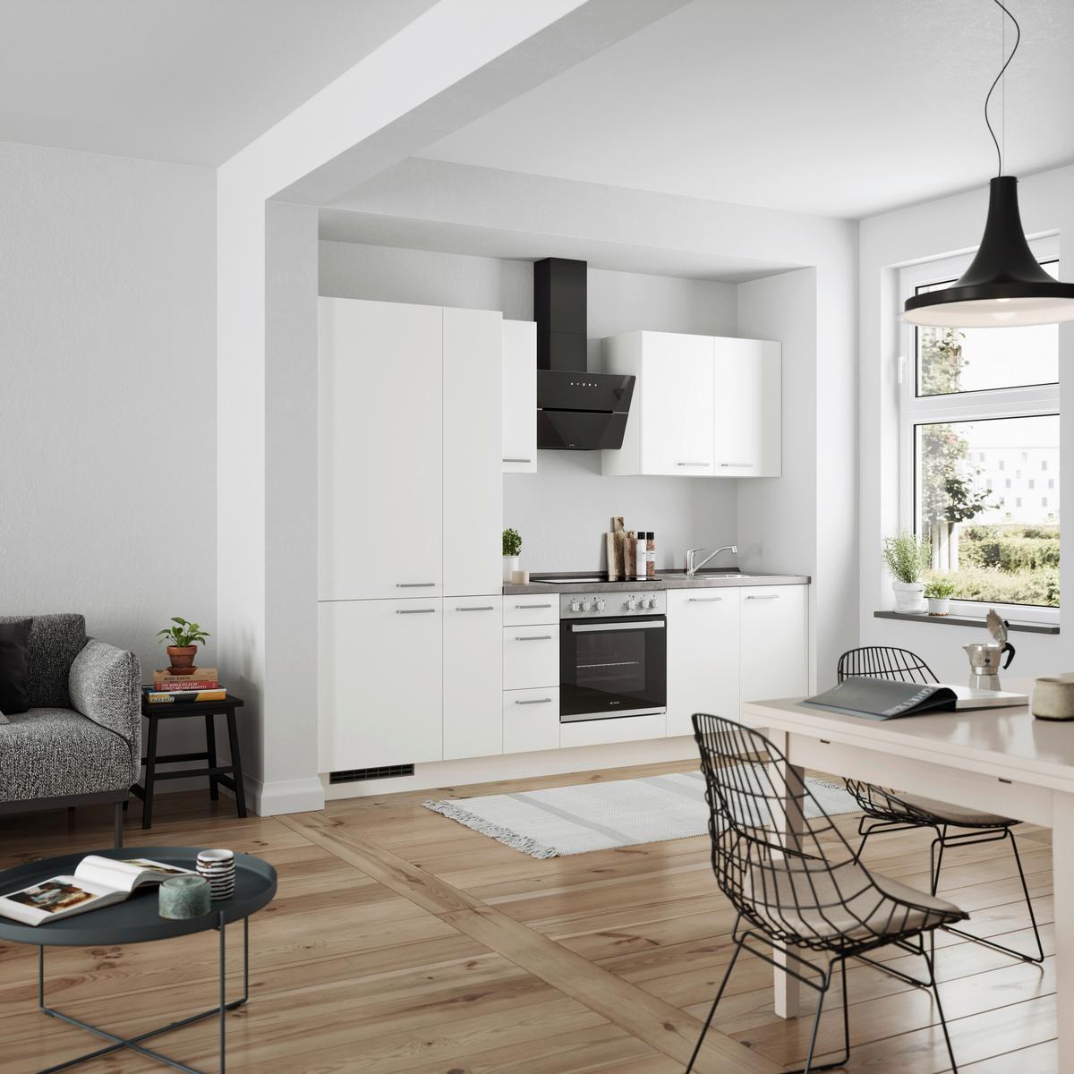 Küchenleerblock Touch High o. Geräte Weiß - Edelstahlfarben/Weiß, MODERN, Holzwerkstoff/Metall (270cm) - Nobilia