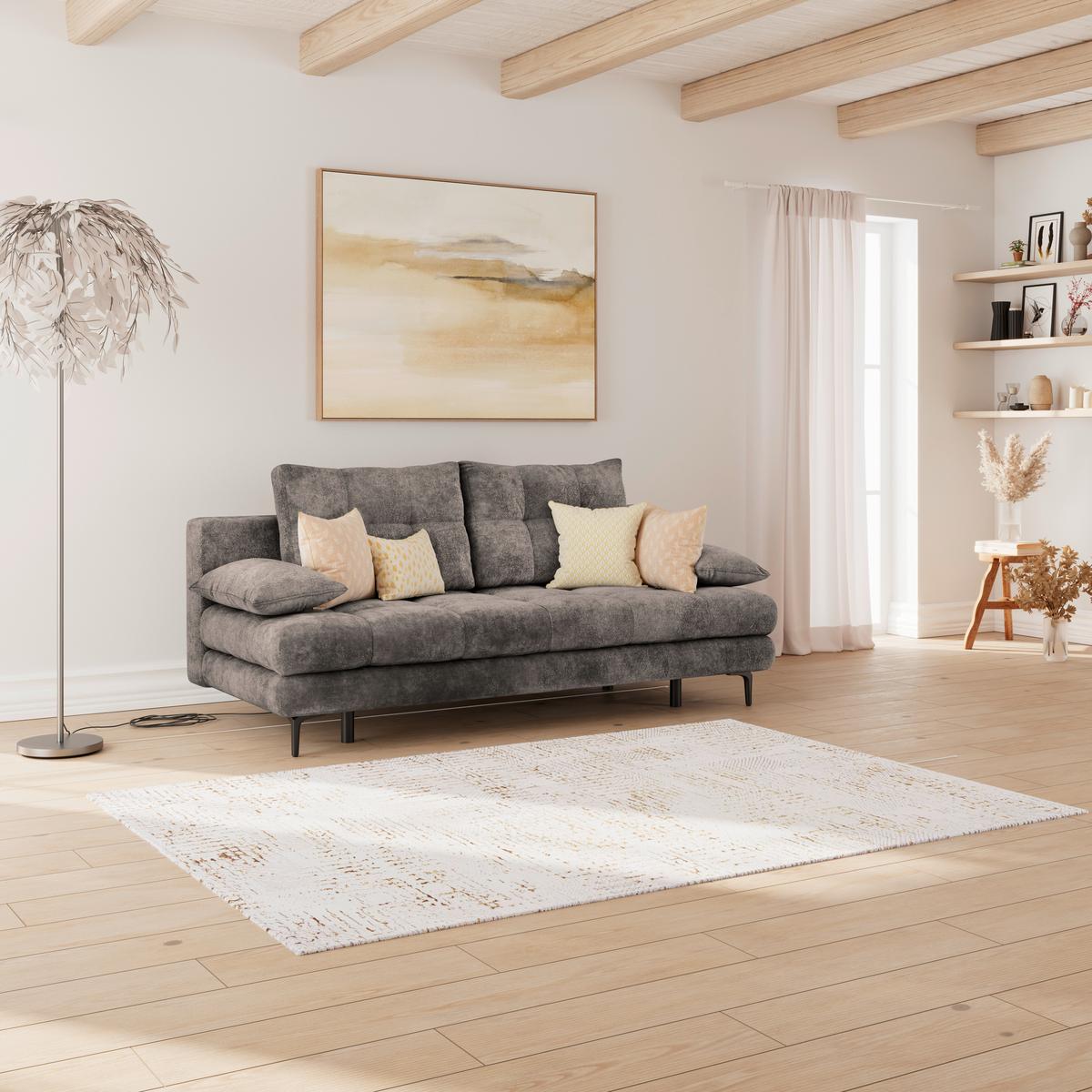 Canapea extensibila PERLA - grafit, Konventionell, textil (203/94/96cm)