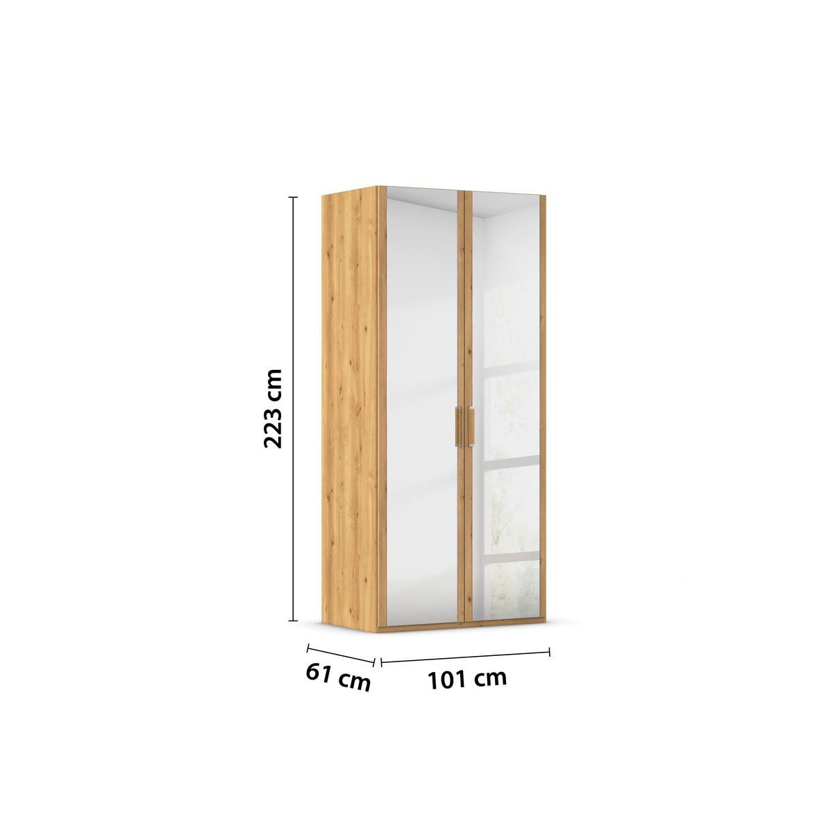 Omara S Klasičnimi Vrati Evelyn, Barva Hrasta - srebrne barve/barve hrasta, Design, umetna masa/steklo (101/223/60cm) - Novel