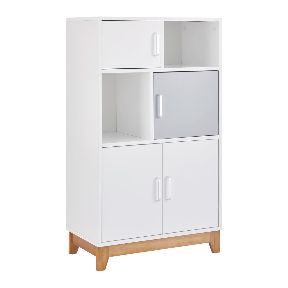 REGAŁ DLA DZIECI DANNY - kolor srebrny/kolor naturalny, Modern, materiał drewnopochodny/metal (60/103/34cm) - Bessagi Kids