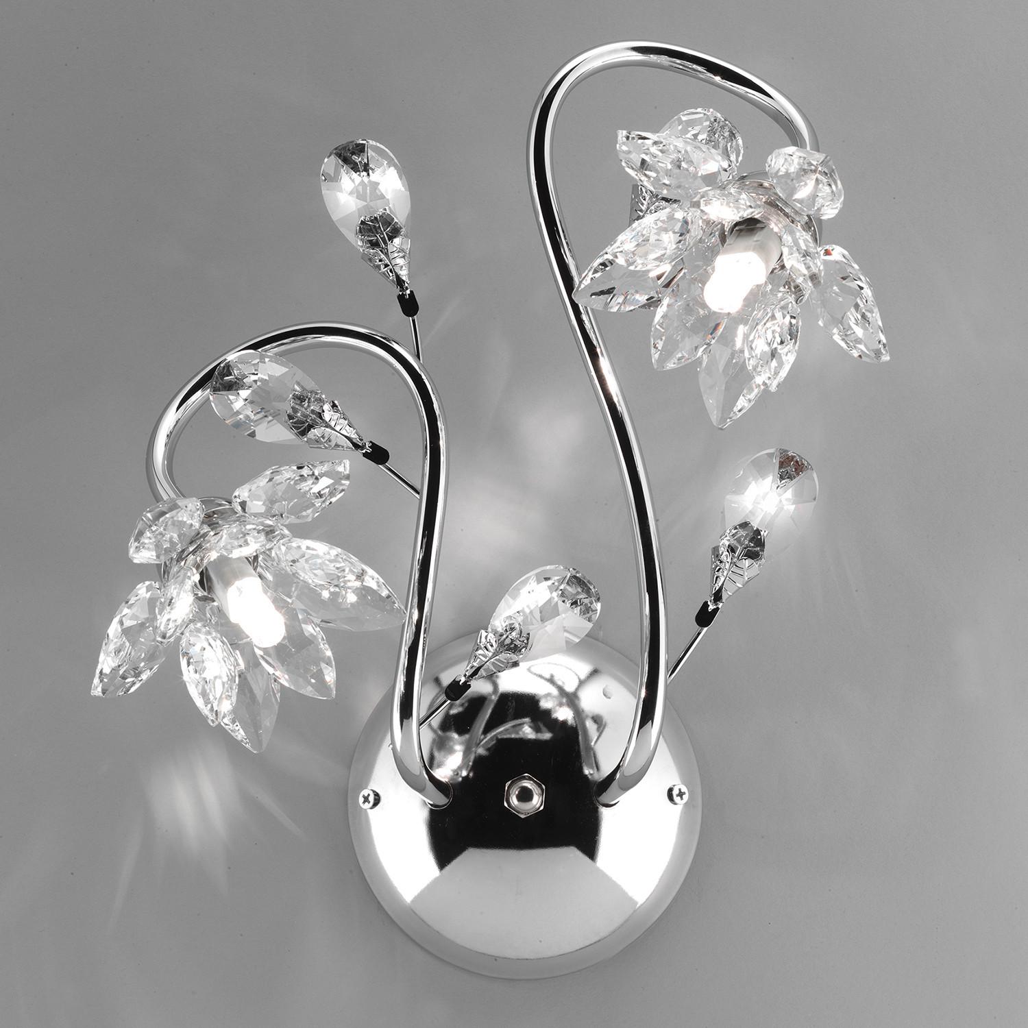 Wandleuchte Ninfea Chromfarben max. 3 Watt - Chromfarben, KONVENTIONELL, Glas/Metall (25/35cm)
