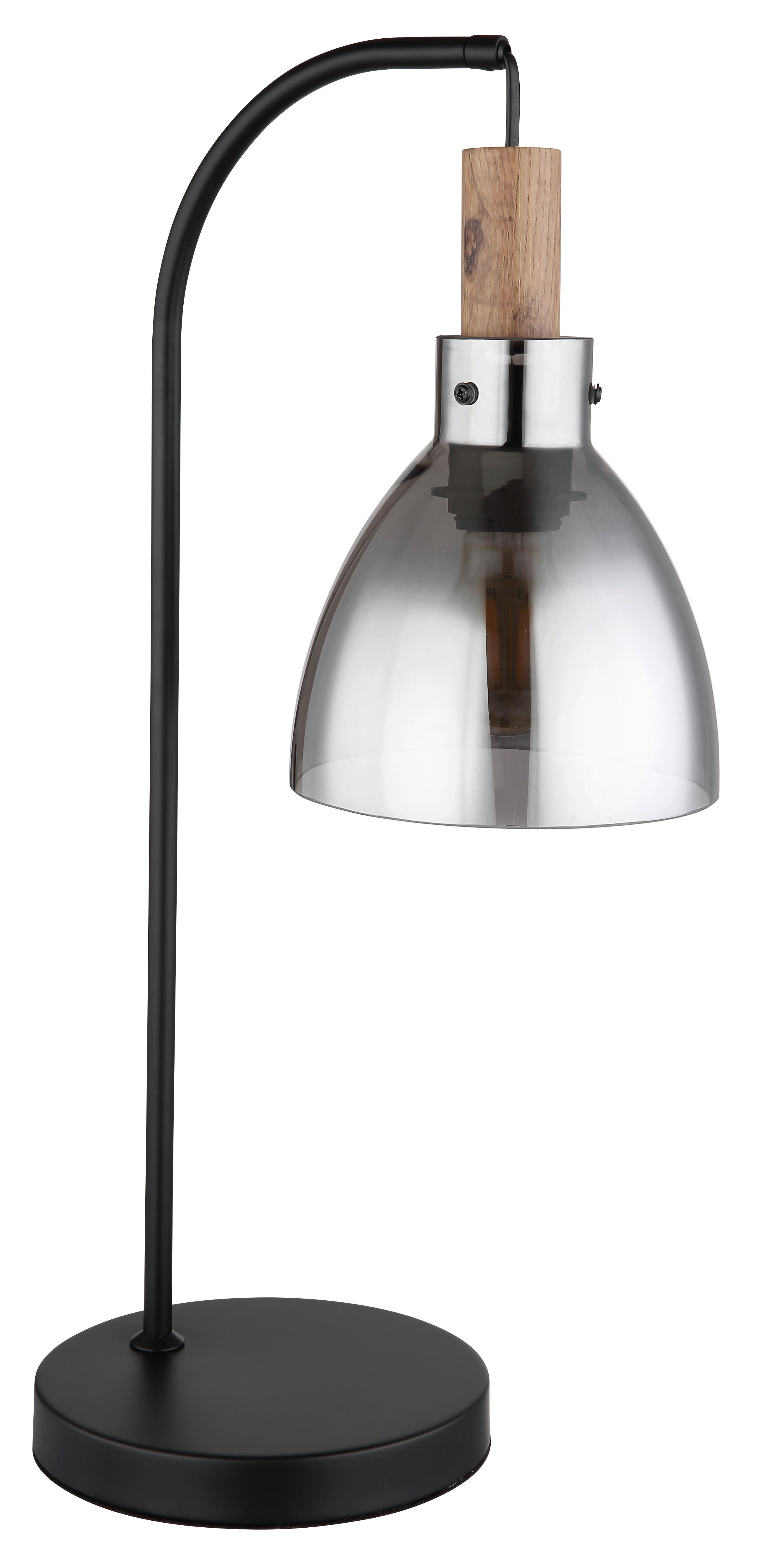 Tischleuchte Mattea Schwarz max. 9 Watt - Schwarz, Design, Glas/Holzwerkstoff (25/18/55cm) - Globo