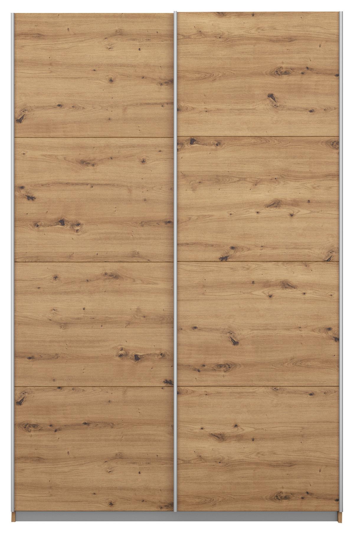 Ormar S Kliznim Vratima Subito - hrast Artisan/boje aluminija, Moderno, drvni materijal/metal (136/197/61cm) - Modern Living