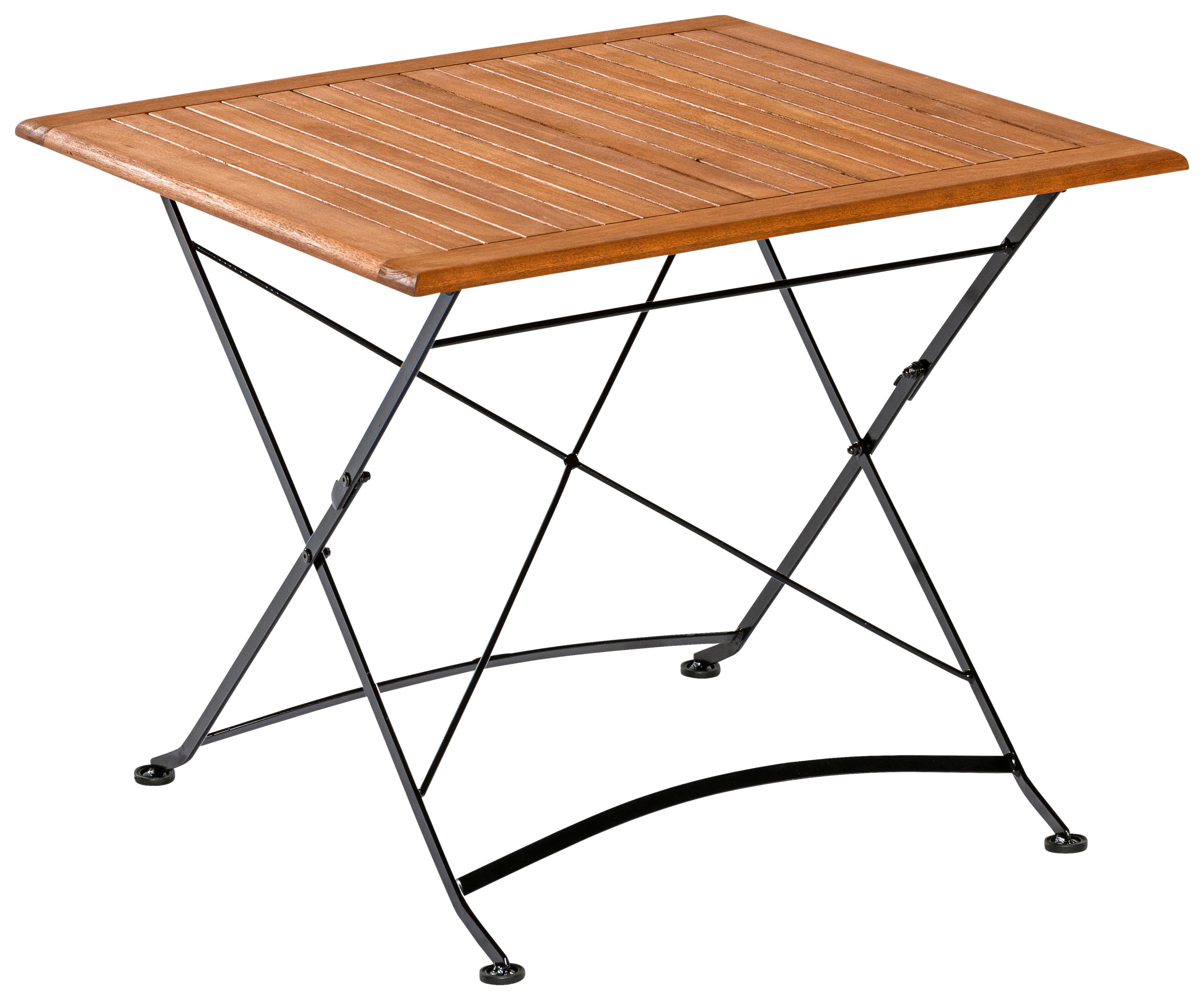 Gartentisch Schlossgarten Naturfarben ca. 90x90x73cm - Graphitfarben/Naturfarben, KONVENTIONELL, Holz/Metall (90/90/73cm) - Gardenson