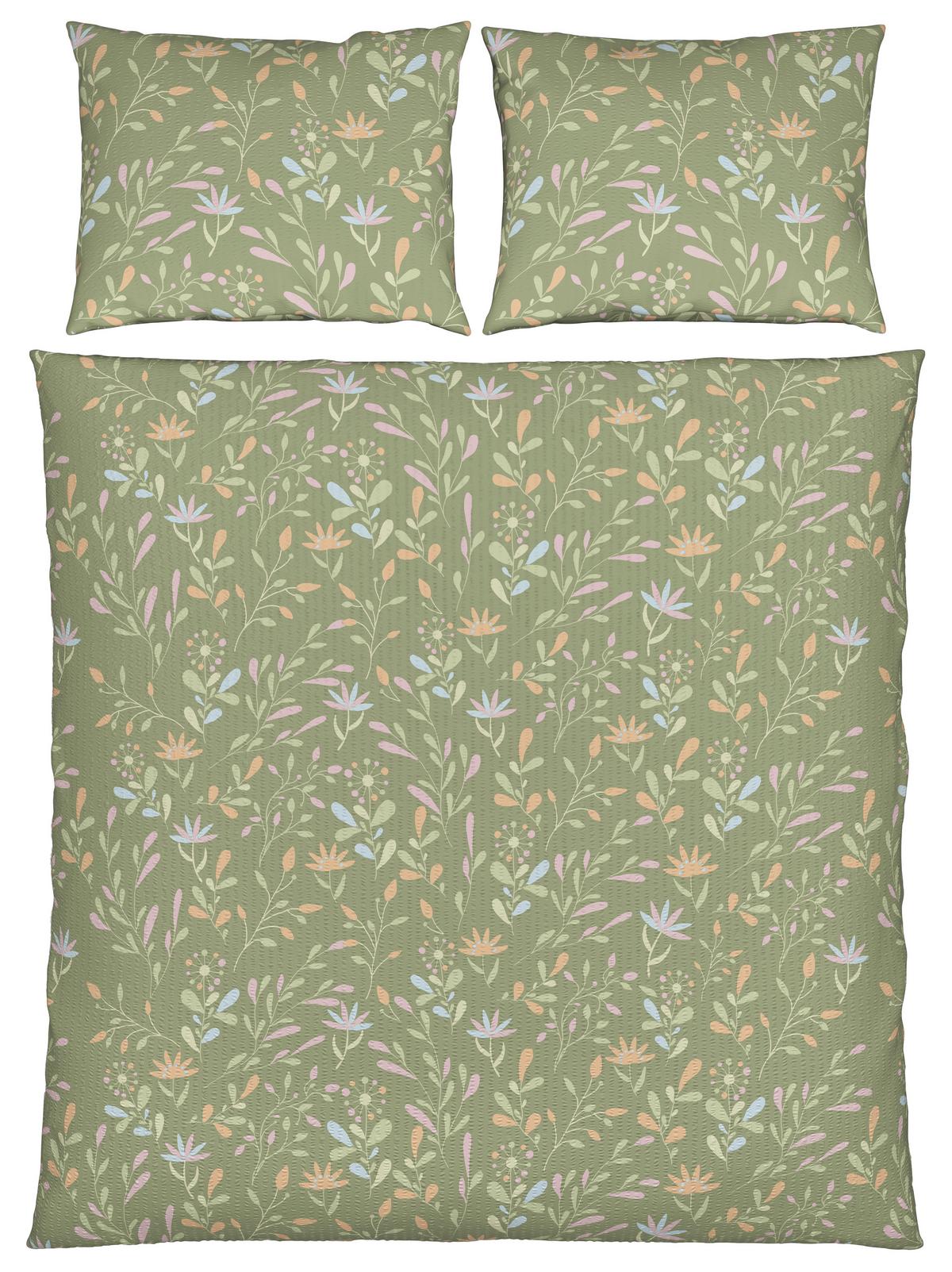 Bettwäsche Marina XXL Grün ca. 200x220cm - Grün, KONVENTIONELL, Textil (200/220cm) - Mömax