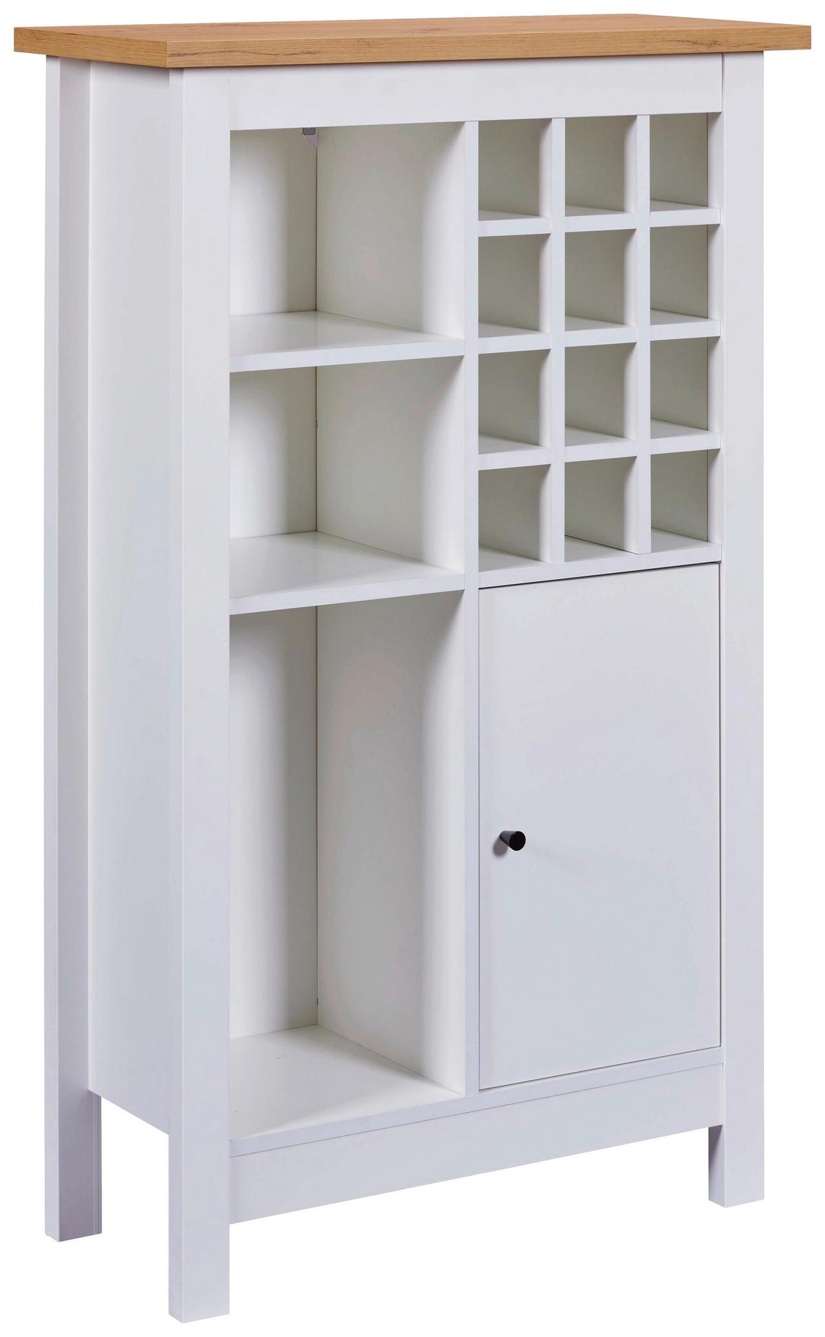 Weinschrank Sicilia Weiß/Eiche Artisan - Schwarz/Weiß, MODERN, Holzwerkstoff/Kunststoff (76,8/124,4/33cm) - Mömax