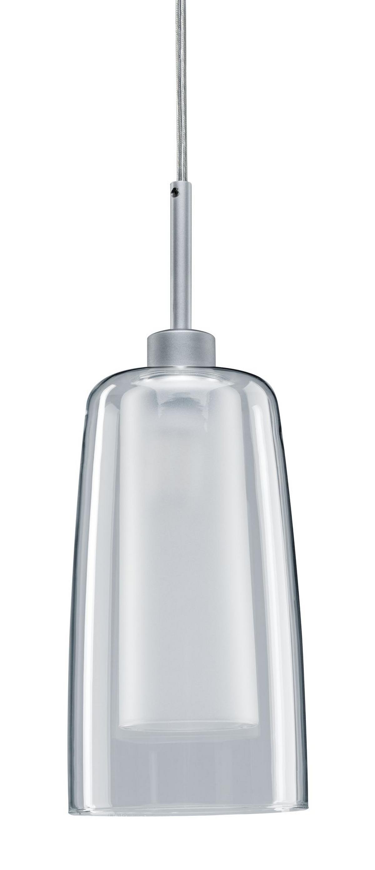 Schienensystem-Hängeleuchte Pendulum Arido II max. 5 Watt - Chromfarben/Klar, Design, Glas/Metall (158cm) - Paulmann