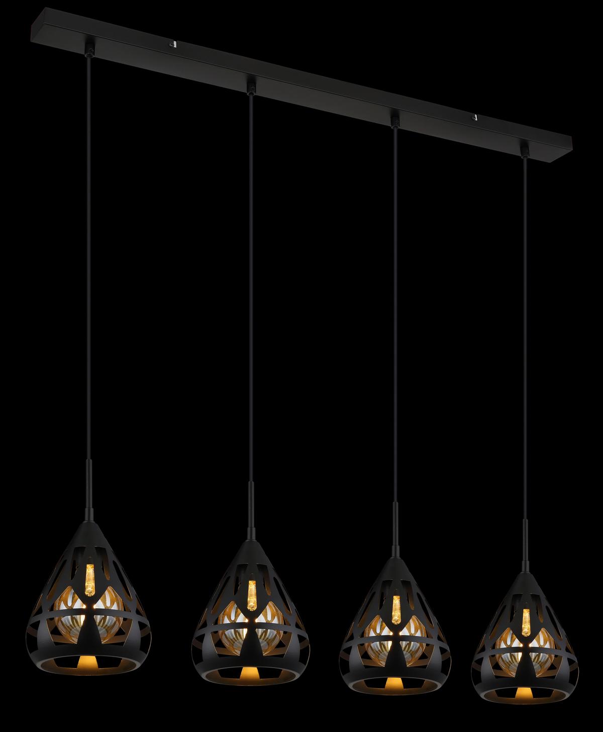 Hängeleuchte Hassan Schwarz max. 40 Watt - Schwarz, Basics, Kunststoff/Metall (92/17/120cm) - Globo