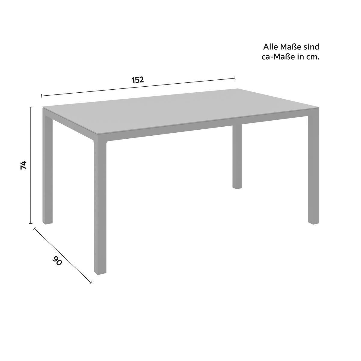 Gartentischgruppe Split Anthrazit, 7-teilig - Anthrazit, Basics, Glas/Textil (152/74/90cm) - Mömax