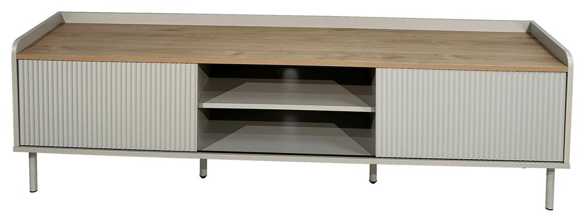 KOMODA NISKA SNOW - kolor dębowy/jasnoszary, Design, materiał drewnopochodny/metal (180/54/40cm) - Milino